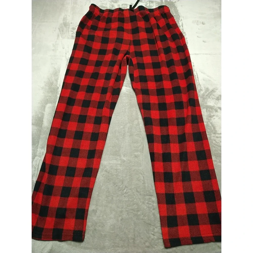 Hawke & Co.‎ Pajama Lounge Pants Men XL Red Plaid Elastic Waist Comfort Warm